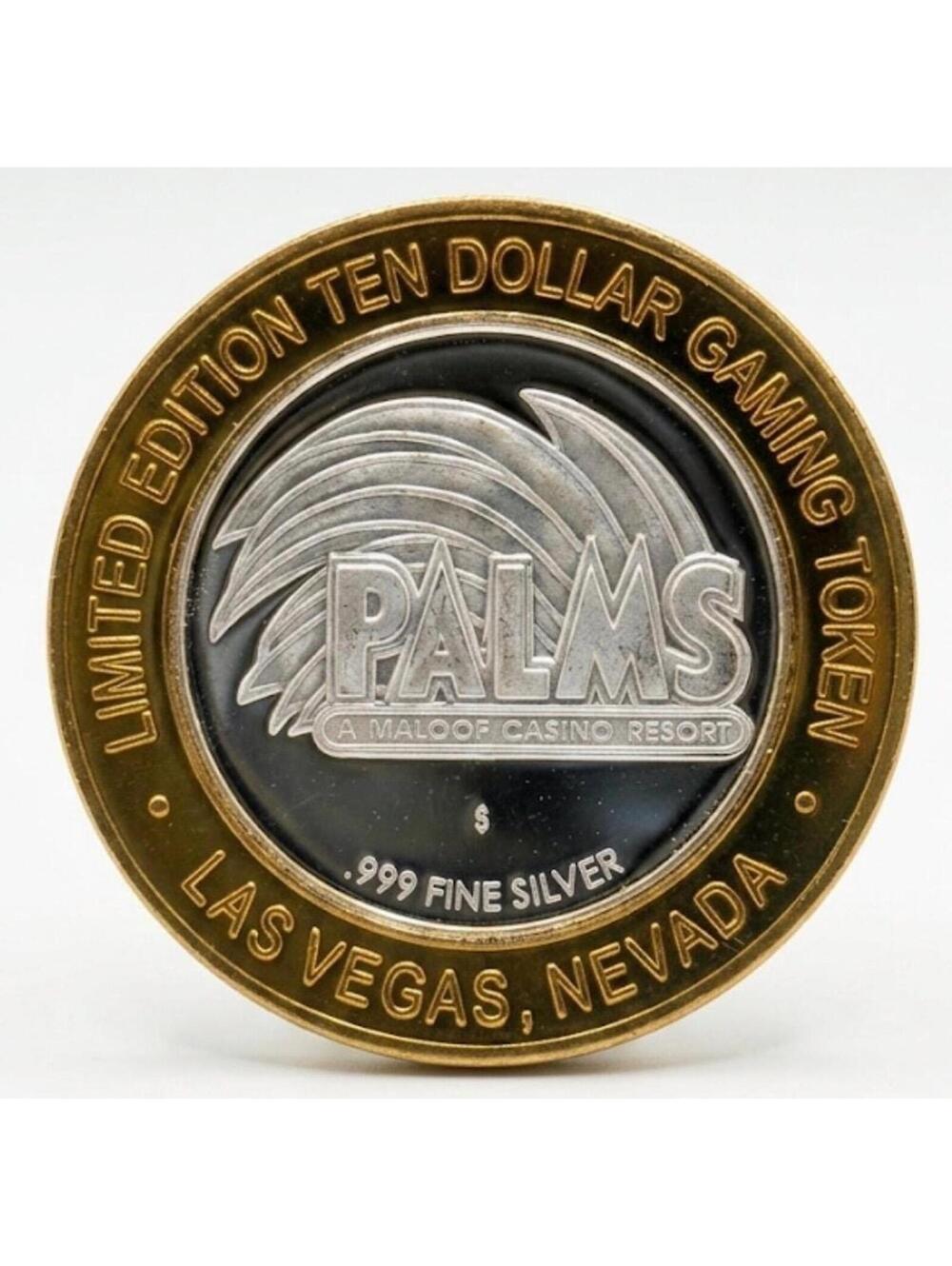 2002 Palms Casino Little Buddha Vintage Silver 10 Dollar Gaming Token